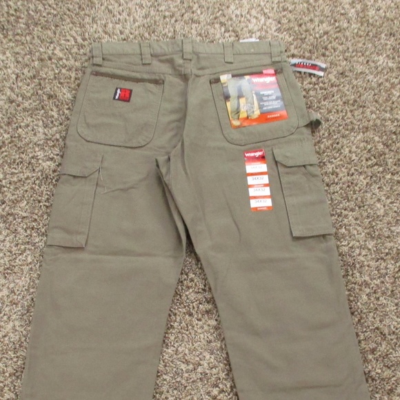 Wrangler Riggs Pants Men's 34x32 Tan Ranger Cargo Ripstop Relaxed Work Wear - Picture 4 of 12